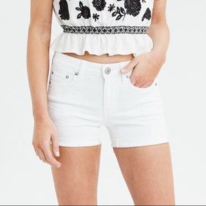 American Eagle White Midi Denim Shorts